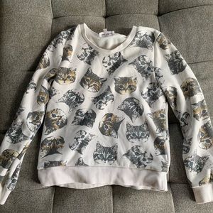 All-over cat print crew neck